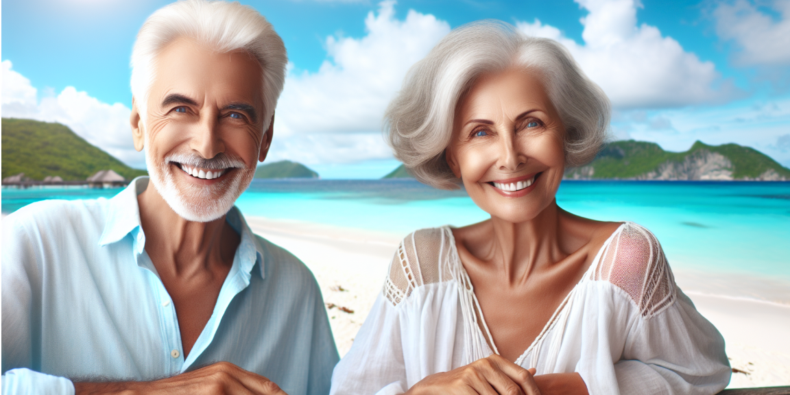 Coppia felice in pensione ai Caraibi